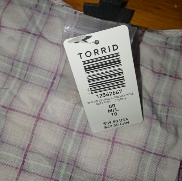 NWT Torrid plaid challis button tie bottom top 00 - Picture 6 of 6